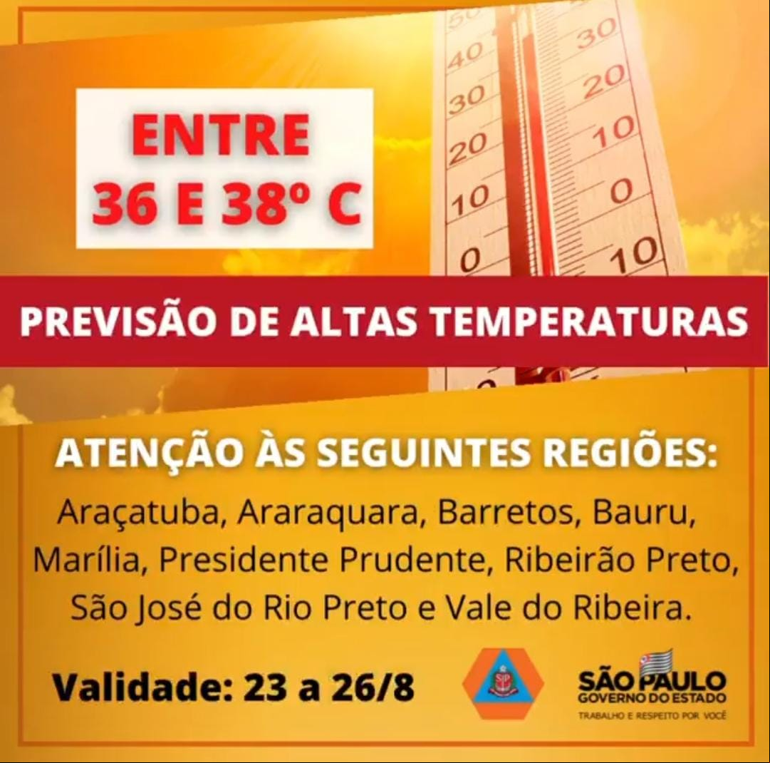 Defesa Civil alerta para calor intenso em SP